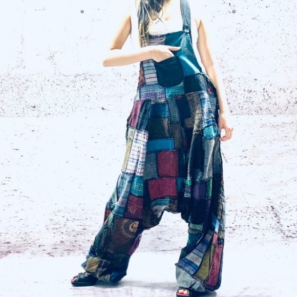 NWT patchwork cotton overalls - Picture 3 of 4